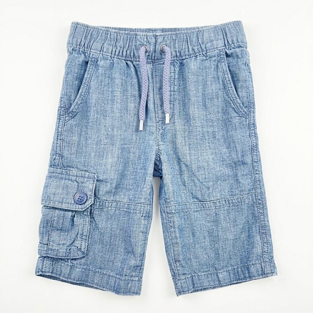 BabyGAP Chambray Drawstring Cargo Shorts Blue 100% Cotton Casual GAP Boys 5 5Y